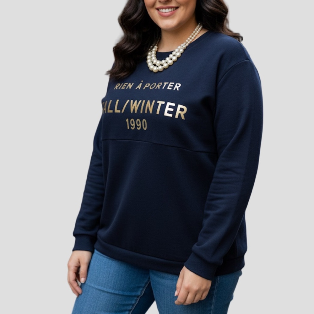 Forever 21 Navy Sweatshirt with Gold Text